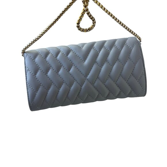 New with Tags Zara Silver Gold Robe Chain Quilted Crossbody Wallet Purse HandBag - Picture 7 of 10